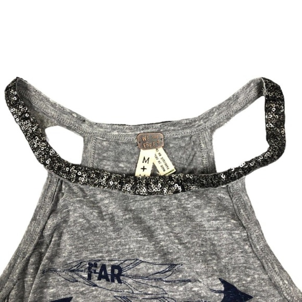 NWT Free People Universe Crystal Arrow Tank Top Womens Medium Heather Gray Ombre - Picture 11 of 16
